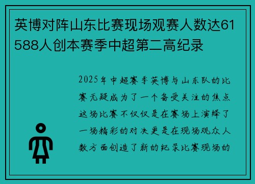 英博对阵山东比赛现场观赛人数达61588人创本赛季中超第二高纪录